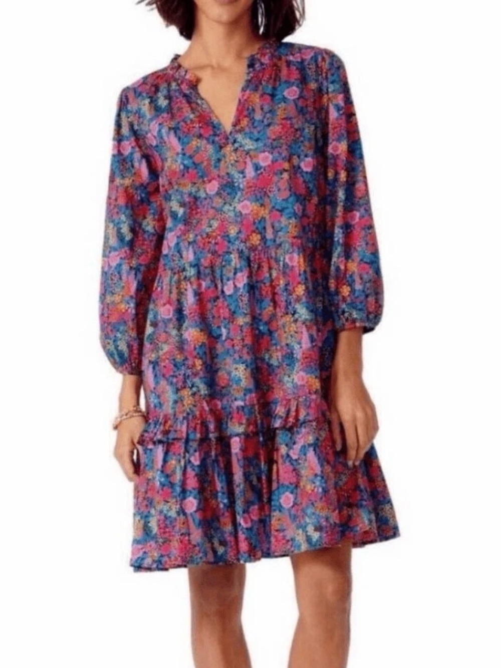 J.Crew Ruffleneck tpopover dress Liberty Fabrics Ciara floral print size Small T